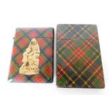 Two Tartan ware card cases, 19th century, one in McDuff colours the other in Macbeth.9.5cm x 7.3cm &