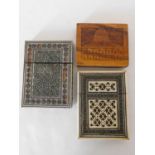 Two 19th century sadeli card cases, one case with fretwork ivory panels and ivory borders on a