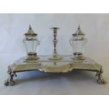 A good Victorian silver and cut glass desk standish, Goldsmiths Alliance Ltd (Samuel Smily),