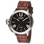 A U-Boat Classico U-47 stainless steel automatic wristwatch, the black dial with baton indices and