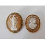 A 19th century cameo brooch, in 9ct gold mount, together with a cameo depicting a standing classical