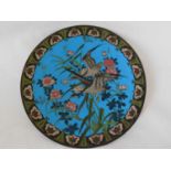 A Japanese cloisonné charger, late Meiji period, c.1880, decorated with two geese in flight