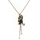 Roberto Coin. An 18ct rose gold and diamond Cheeky Monkey necklace, set with 0.87 carats of diamonds