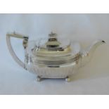 A Geo III silver teapot, Alice & George Burrows, London 1811, Of oval form, the handle with ivory