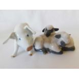 Royal Copenhagen animals, comprising a seated pig designed by Erik Nielsen, model number 1700 and