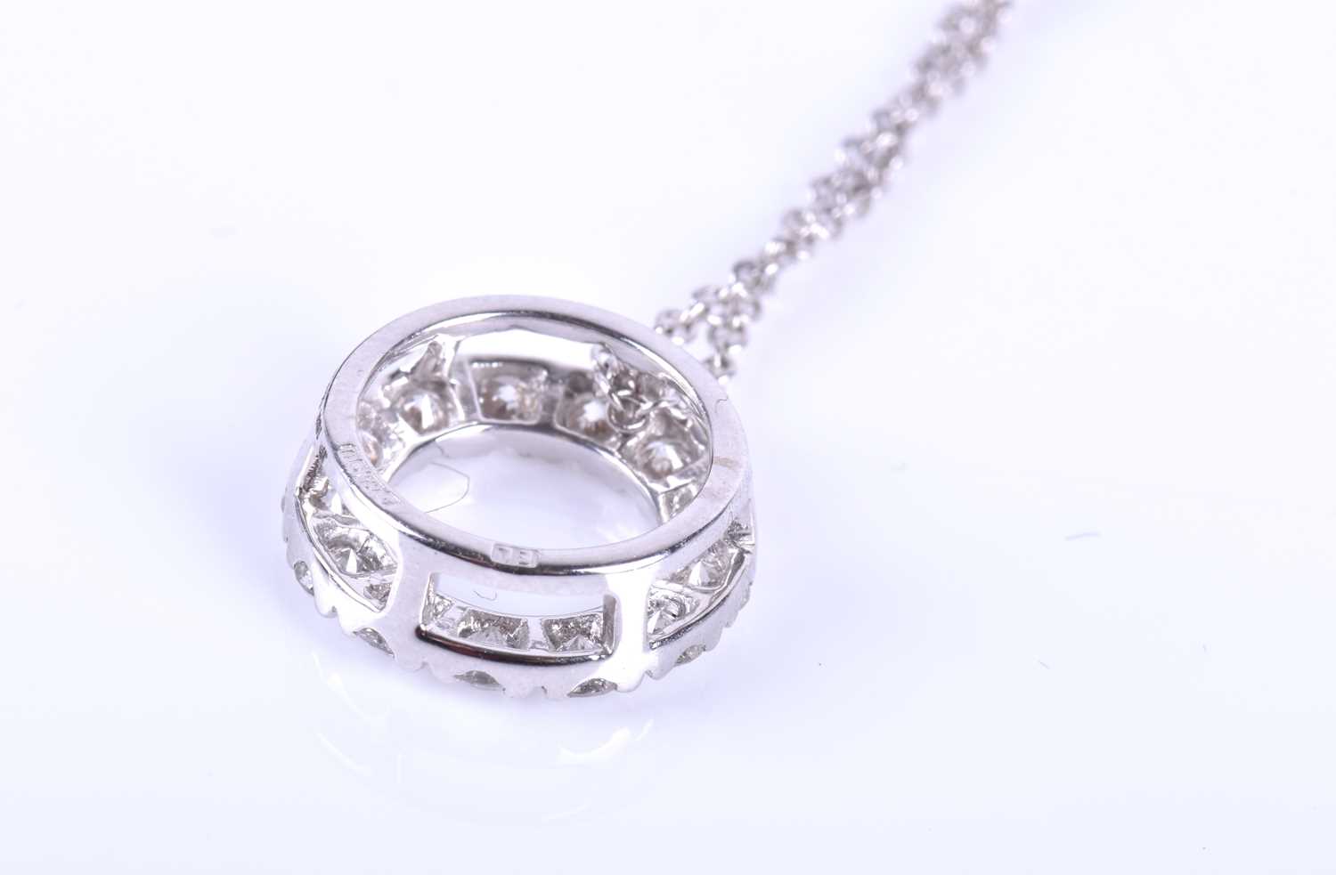 An 18ct white gold and diamond circular pendant, set with round brilliant-cut diamonds, pendant - Image 3 of 6