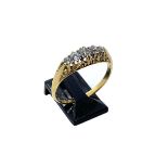An 18ct yellow gold and diamond five stone ring, with five claw set old-cut diamonds of I/J colour