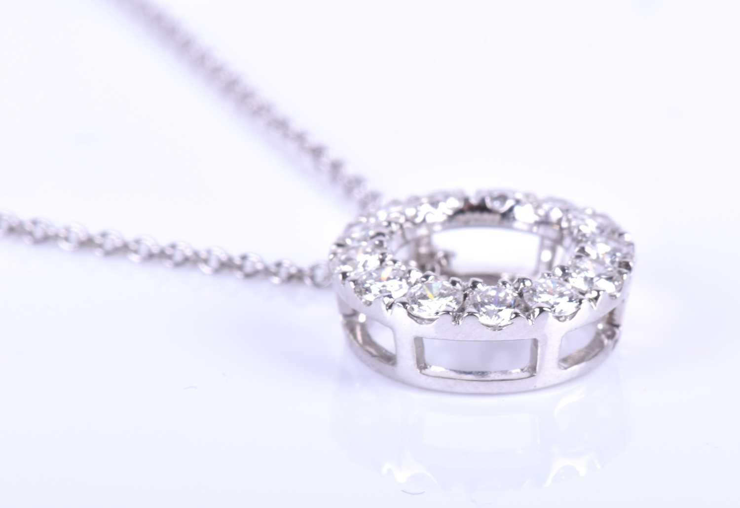 An 18ct white gold and diamond circular pendant, set with round brilliant-cut diamonds, pendant - Image 4 of 6