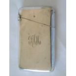 A Geo V silver card case, James Dixon & Son, Sheffield 1913, monogrammed 'FAM'.8.7cm x 5.