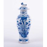 A 19th century Chinese Qing Dynasty porcelain blue and white vase and cover,decorated with