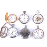 A gilt metal H Samuel pocket watch, together with a white metal pocket watch with military