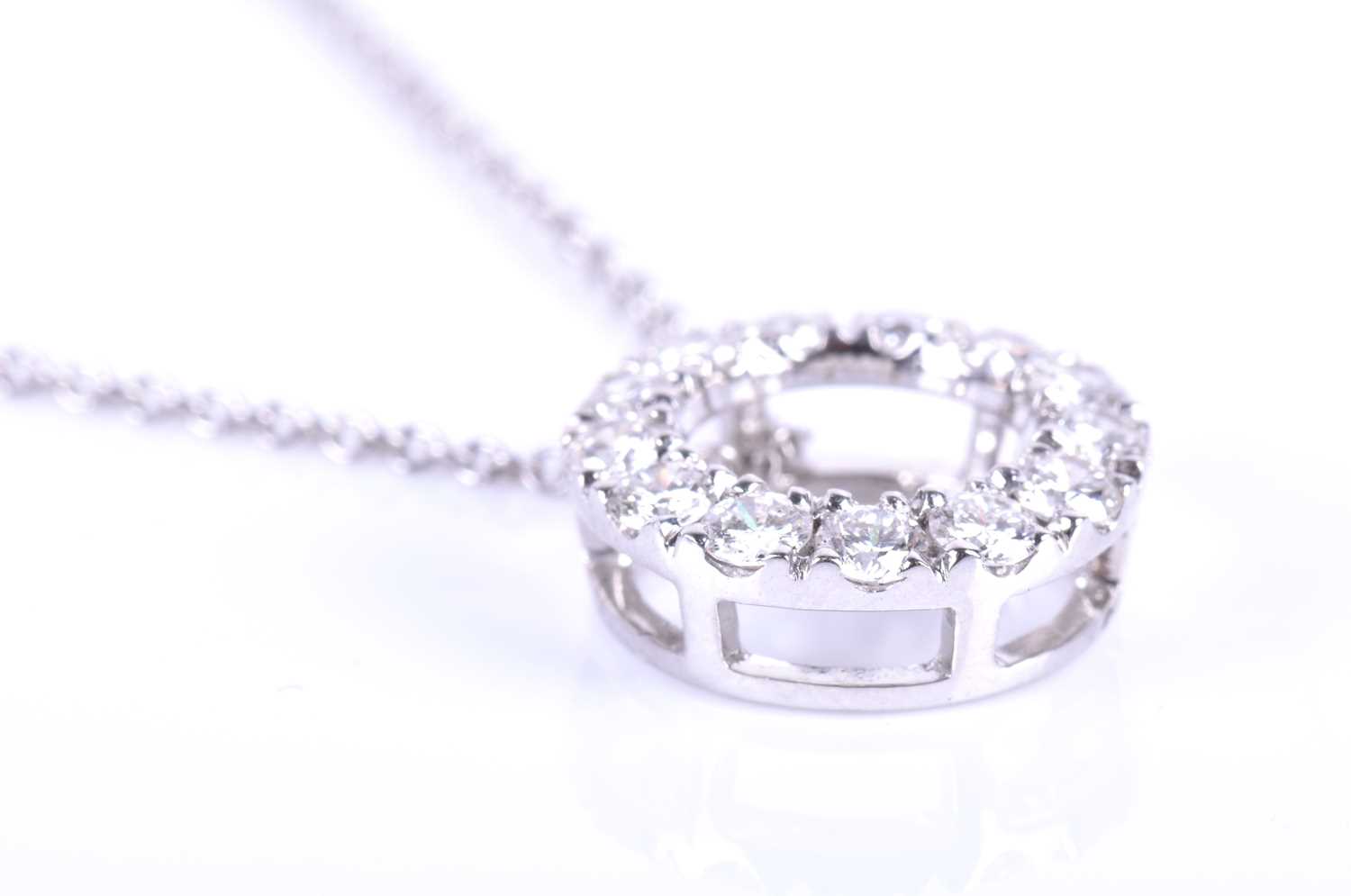 An 18ct white gold and diamond circular pendant, set with round brilliant-cut diamonds, pendant - Image 6 of 6