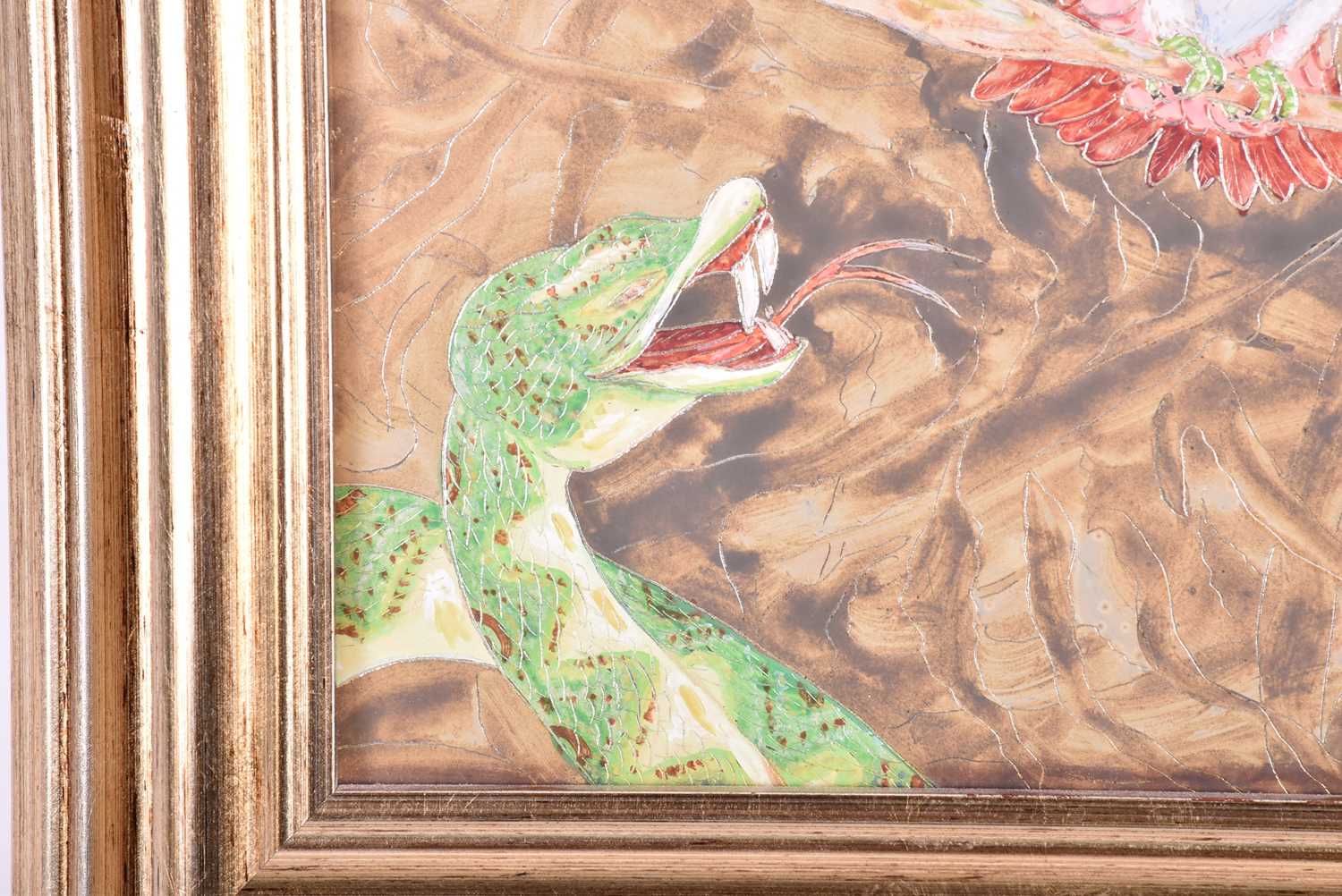 Pierre Raffy (born 1919) French, a snake trying to catch a bird on a branch, mixed media, signed and - Image 3 of 7