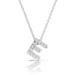 Roberto Coin. A white gold and diamond Initial E 'Tiny Treasures' necklace, set with 0.06ct of