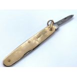 An Edwardian 9ct yellow gold penknife.London hallmark circa 1903 by Charles and George Asprey. 11.58