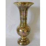 A large Cairo ware overlaid brass vase, late 19th/early 20th century, with white metal and copper