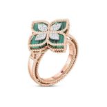 Roberto Coin. An 18ct rose gold and green malachite Princess Flower ring, set with 0.19 carats of