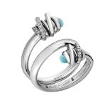 A de Grisogono 18ct white gold, diamond and turquoise Toi & Moi Allegra Ring, set with 32 white