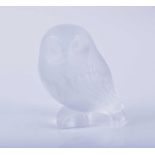 A Lalique frosted glass model of an owlwith etched signature to underside 'Lalique R France', 9 cm