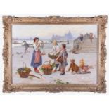 Antonio Ermolao Paoletti (1834-1912) Italian A Venetian scene of children with baskets of fruit,