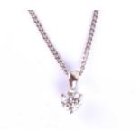A solitaire diamond pendant, the round brilliant-cut diamond of approximately 0.45 carats,