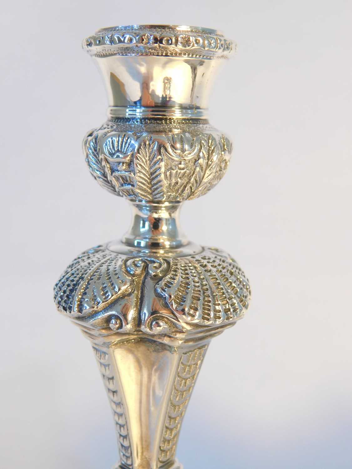 A pair of Irish cast silver candlesticks, Royal Irish Silver Limited, Dublin 1969, each with - Image 4 of 12