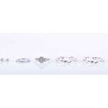 A diamond set half eternity band2mm wide, size L, together with a white metal and diamond accent