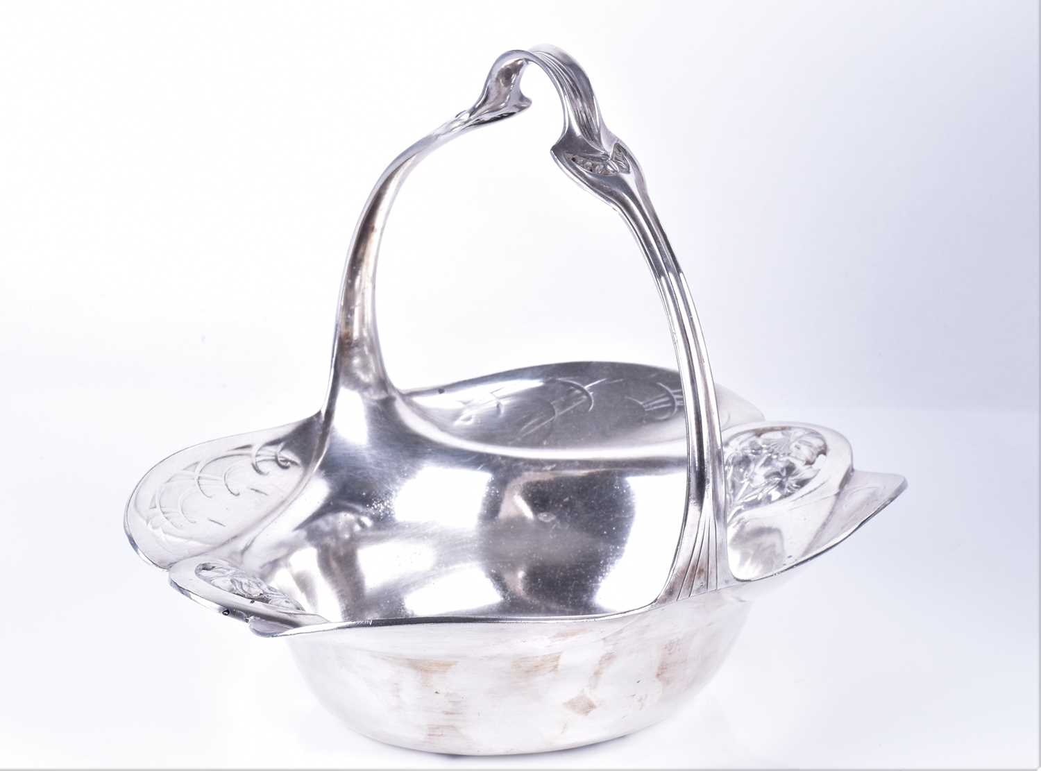 A Christofle silver plated Art Nouveau style basket together with a silver plated tasse-a-vin, a - Image 2 of 5