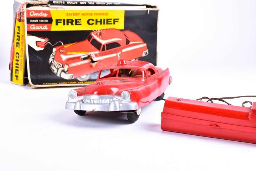 Two USA Andy Gard Remote Control vehicles comprising Jaguar Sport Car (numbered 398) and Fire Chief, - Image 2 of 6