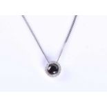 An 18ct white gold and black diamond pendant, centred with a black diamond of approximately 1.0