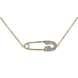 Jacob & Co. An 18ct yellow gold and diamond Safety Pin pendant necklace, pave-set with diamonds