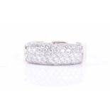 An 18ct yellow gold and diamond band ringthe rounded band pave-set with round brilliant-cut