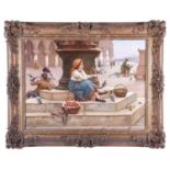 Antonio Ermolao Paoletti (1834-1912) Italian A Venetian scene of a young girl hand feeding a bird,