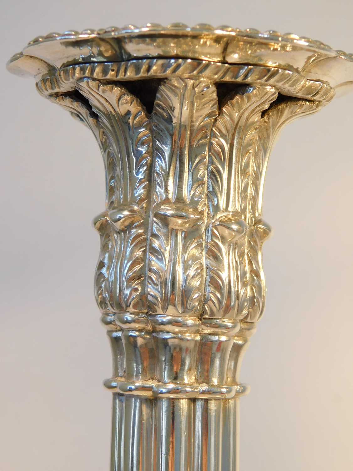 A good pair of early George III silver candlesticks, Ebenezer Coker, London 1770, the gadrooned - Image 12 of 12