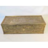 A 19th century French gilded and silver plated bronze jewellery box, of rectangular form, the lid