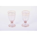 A pair of Lobmeyr lustre drinking glasses, decorated with white enamel jewelling, gilt line