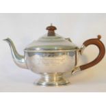 A late George V silver teapot, Joseph Gloster Ltd, Birmingham 1934, with presentation inscription