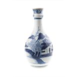 A Chinese Qing dynasty blue and white porcelain bottle vasecirca 19th century, decorated with