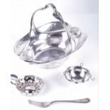 A Christofle silver plated Art Nouveau style basket together with a silver plated tasse-a-vin, a