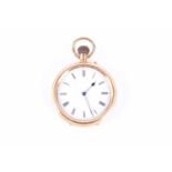 An 18ct yellow gold open-faced pocket watchthe white enamel Roman numeral dial approximately 30 mm