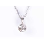 An 18ct white gold and solitaire diamond pendantset with an old round-cut diamond of approximately