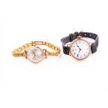 A Mont Blanc 17 Rubis Incabloc Ferrotex lady’s wristwatchwith gold plated strap, together with a