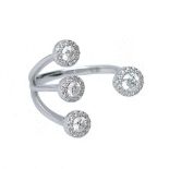 Frost of London. An 18ct white gold and diamond open ring, set with four round brilliant cut