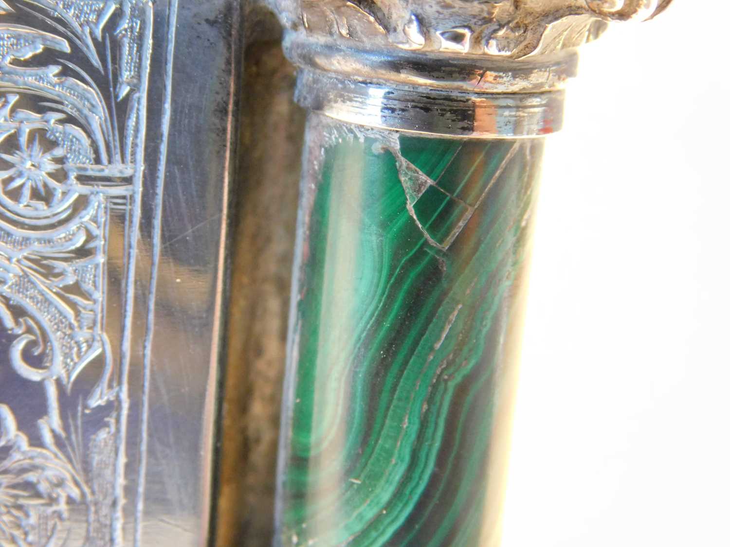 A silver and malachite casket by Romeo Miracoli, Milan, circa 1910/20, the top with inset - Image 10 of 12