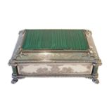 A silver and malachite casket by Romeo Miracoli, Milan, circa 1910/20, the top with inset