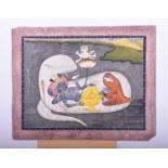 Indian School, 18th/19th century, Vishnu reclining on Seshanaga with Lakshmi attending his feet,