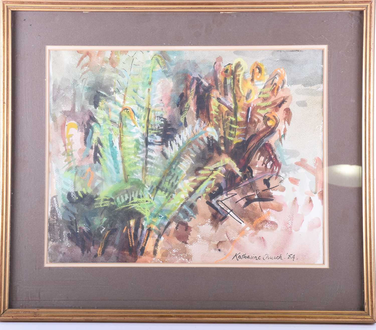 Katharine Church (1910 - 1999), 'Fern in May', signed and dated 84, watercolour, Sally Hunter Fine