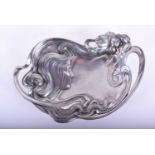 A WMF silver plated art nouveau dish, circa 1900, modelled as a young female with long flowing