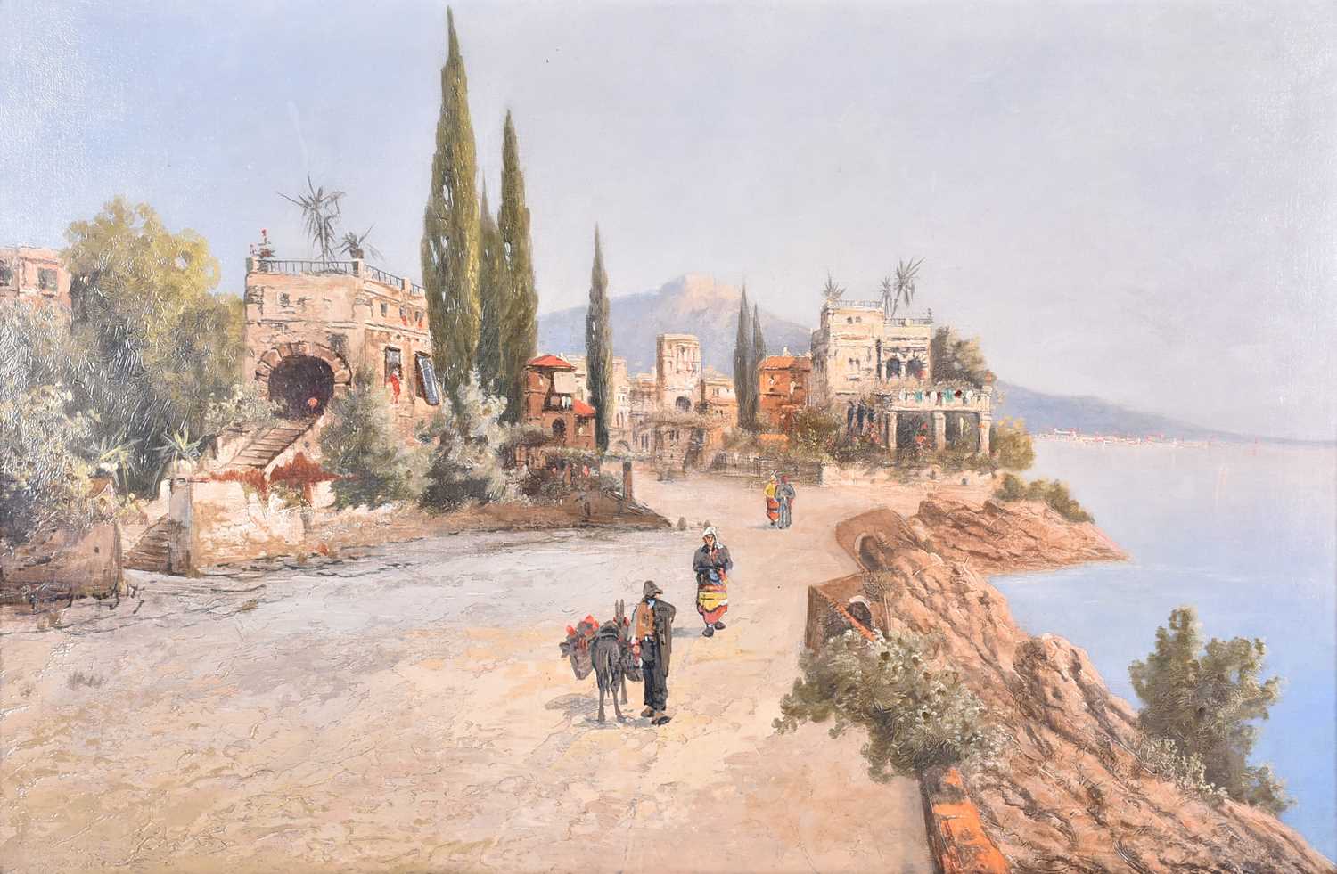 Continental School, 20th century, depicting a road and the bay of Naples in the background, - Image 2 of 11