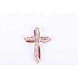 A yellow gold and diamond cross pendant channel-set with calibre-set mixed baguette-cut diamonds,